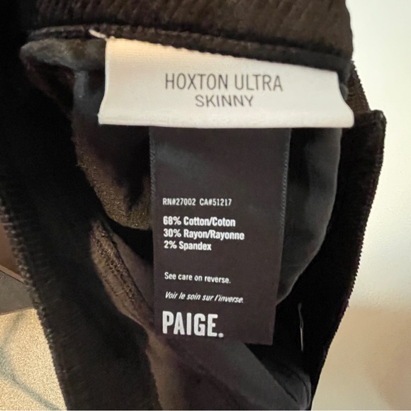 Paige Hoxton ultra skinny stretch velvet corduroy pants black 31 - Picture 6 of 6
